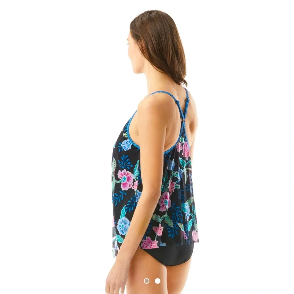 Beach House Floral Fantasy Kerry Mesh Tankini Swimsuit |Size 12/14 - Picture 3 of 13